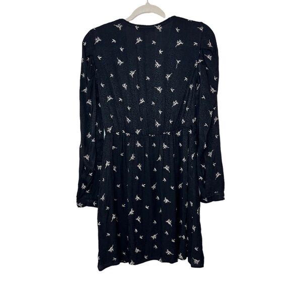 ALLSAINTS Rosi Embroidered Mini Dress Grunge Floral Long Sleeve V-Neck Crepe 4 - Picture 9 of 12